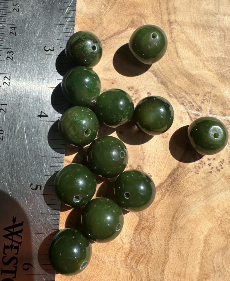 14mm Canadian Cassiar Jade Bead - Sold Individually - Image 6