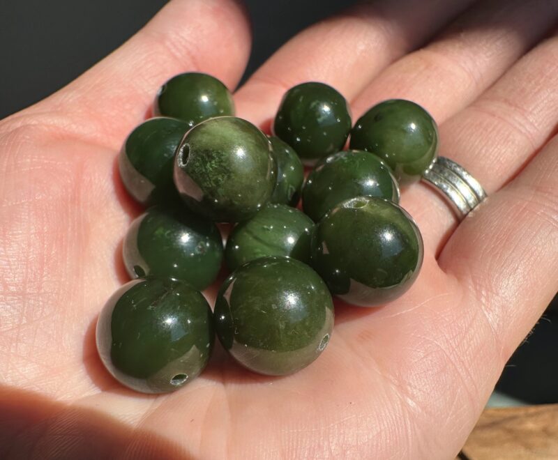 14mm Canadian Cassiar Jade Bead - Sold Individually - Image 3