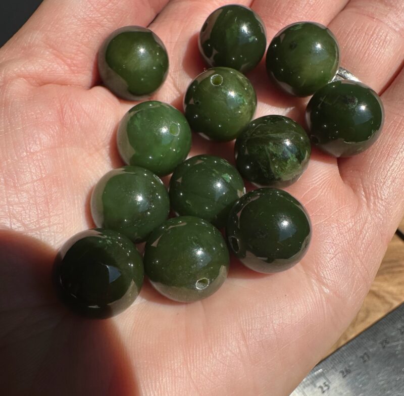 14mm Canadian Cassiar Jade Bead - Sold Individually - Image 4