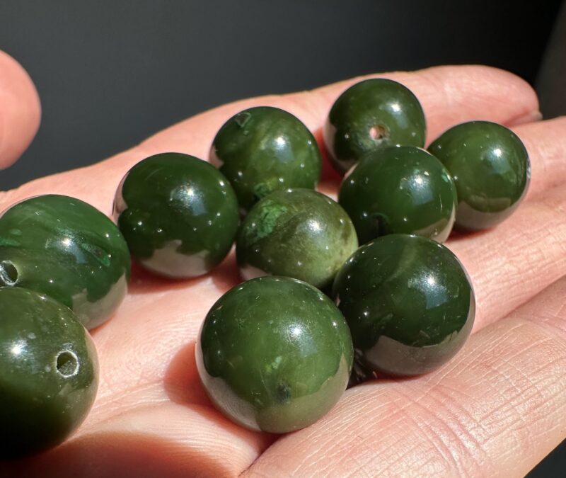 14mm Canadian Cassiar Jade Bead - Sold Individually - Image 5