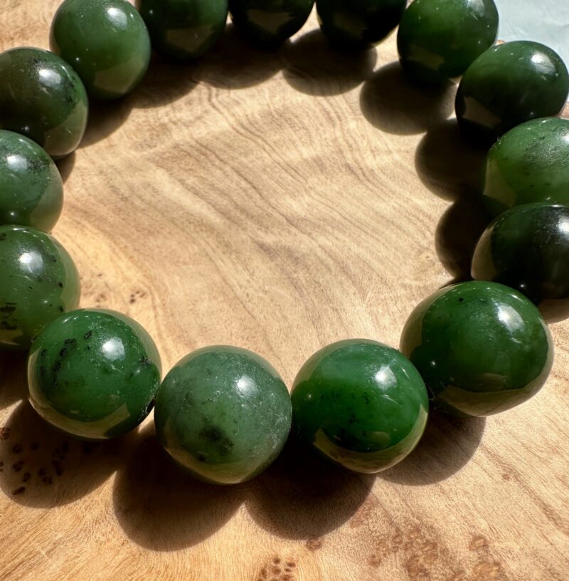 14mm Canadian Nephrite Jade Bead Bracelet* - Image 2