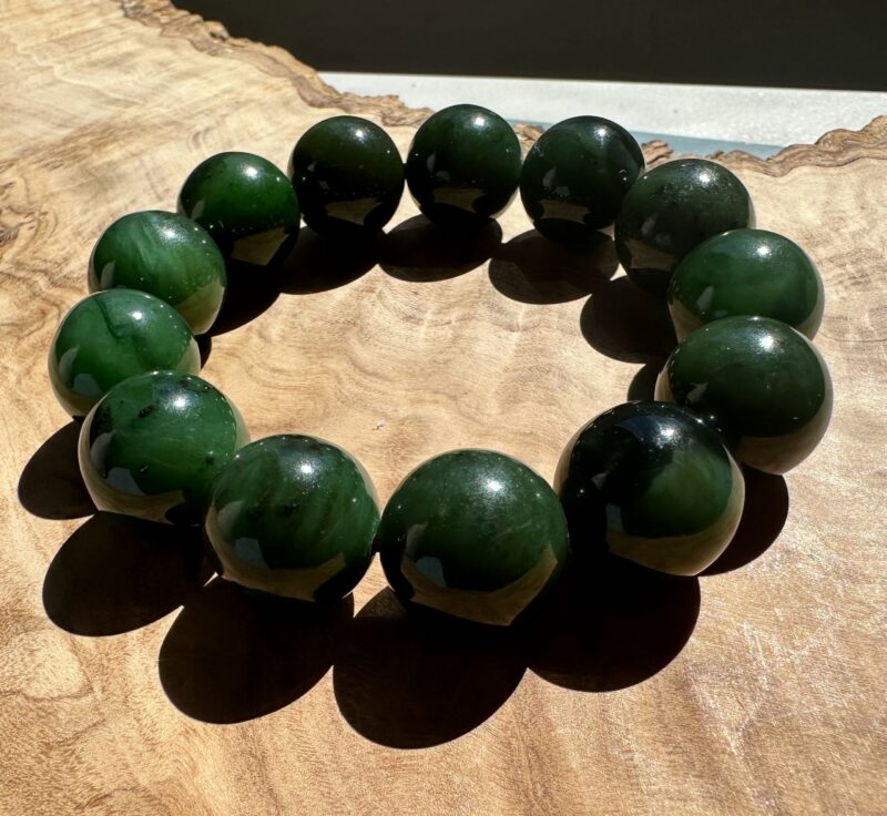 16mm Canadian Nephrite Jade Bead Bracelet* - Image 5
