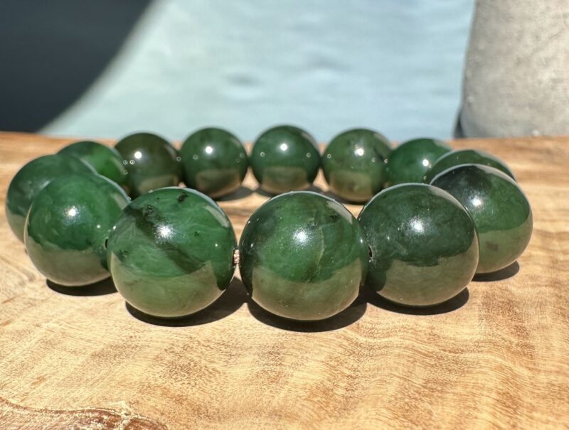 16mm Canadian Nephrite Jade Bead Bracelet* - Image 3