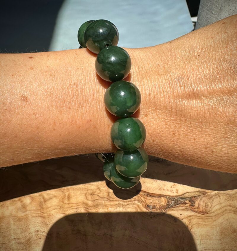 16mm Canadian Nephrite Jade Bead Bracelet* - Image 4