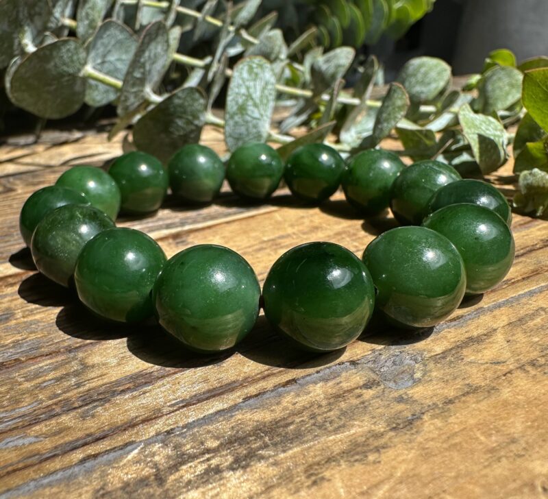 14mm A Grade Jade Bead Bracelet - Image 5